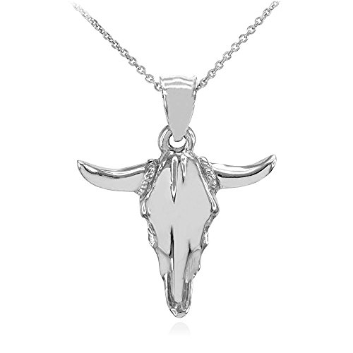 Solid 925 Sterling Silver Bull Head Pendant Necklace