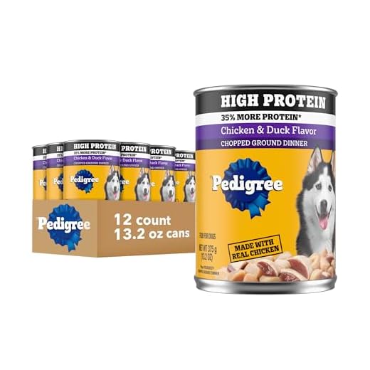 Pedigree High Protein Wet Dog Food, Adult Soft Canned Dog Food, Chicken & Duck Flavor, 13.2 oz. Cans, 12 Count