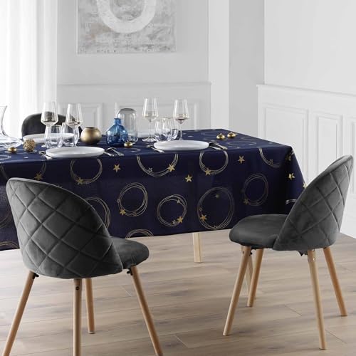 Nappe rectangle 150 x 300 cm polyester imprime metallise star or - vue 4