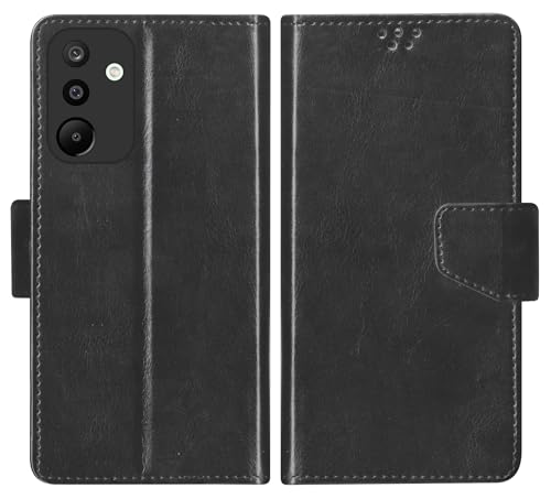 Image of SBMS Faux Leather Flip Cover for Samsung Galaxy M36 5G / Samsung Galaxy F36 5G Back Cover Case with Magnatic Closure | Inbuilt Stand | Card & Money Pocket (Black)