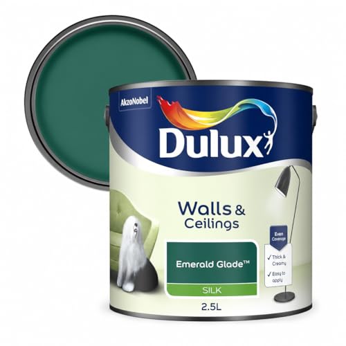 Image of DRW Emerald Glade Silk Emulsion Paint 2.5L | Interior Wall and Ceiling Paint | Smooth Mid Sheen Silk Finish | Durable Everyday Room Paint for Living Room Bedroom Hallway and Dining Room