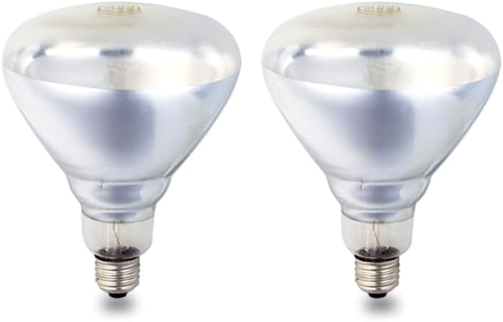 Paquete de 2 bombillas infrarrojas transparentes de 250 W para servicio de alimentos, bombilla de criador, pollos, mascotas, baño, terapia de luz,