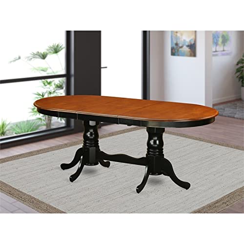 East West Furniture Kitchen Room Pvt-Blk-Tp Mid Century Modern Dining Table With Cherry Oval Tabletop And 78 X 42 X 30-Black Finish #TOP1
