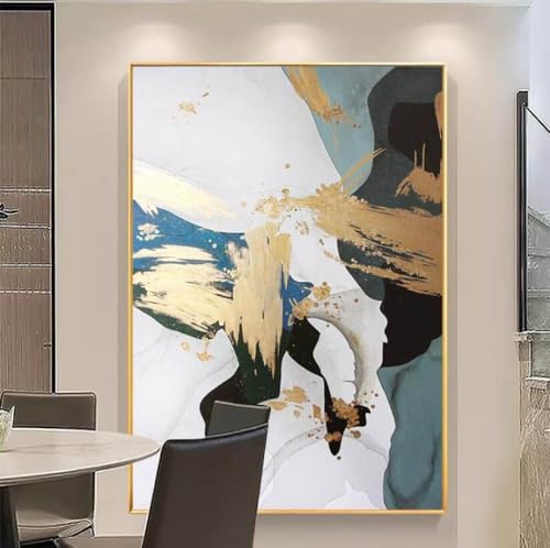 Toile peinte à la main avec blocs de couleurs contrastées modernes