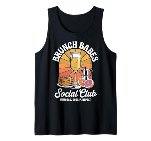 Brunch Babes Club Social Kawaii Mejores Amigas Mimosas Camiseta sin Mangas