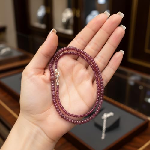 Collier perles rubis naturel rose 3-8mm bijoux lithothérapie 43cm - 4