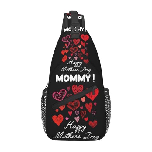 Happy Mothers Day Best Wishes Love Crossbody Bag Cross Chest Bag Adjustable Sling Backpack Sports Gym Shoulder Bags Travel Cycling Daypack Diagonally Casual Rucksack