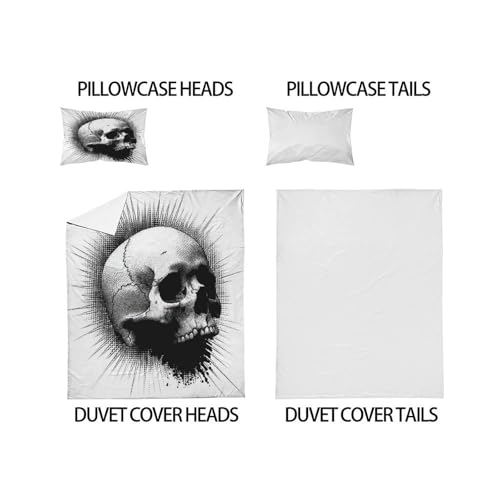 Microfibre housse de couette skeleton gothique imprimée parure lit 135x200 - 5