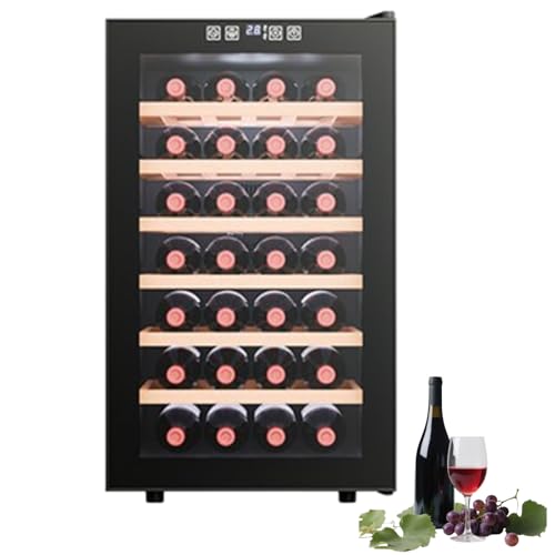 Bodega de vinos, Enfriador de vinos de Rendimiento Estable, Cerveza enlatada, Almacenamiento de Sake, Ajuste de Temperatura 11-18 ℃, refrigeración con Chip semiconductor 28Bottle