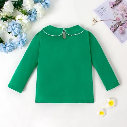 Image of LYSMuch Toddler Girl Long Sleeve Peter Pan Collar Top | button down collar, is machine washable and wrinkle resistant, perfect for photo shoots and back to school season.