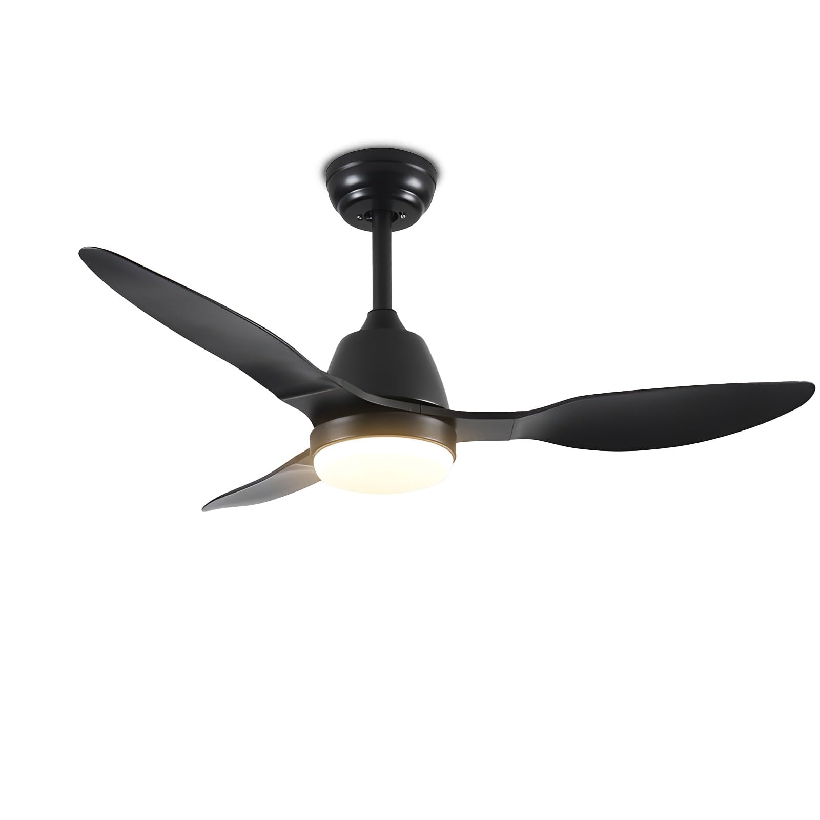 Ventilador de Techo Moderno Negro con luz, silencioso, Regulable, con Control Remoto Inteligente/App/Voz, 6 velocidades, Ideal para Dormitorio, Comedor y Sala de Estar.