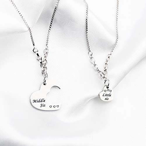 FUSTMW 3 Sister Bracelets Big Sis Middle Sis Little Sis 3 Pieces Matching Heart Bracelets of 3 Sister Jewelry Gift for Best Friends 9 Inch Adjustable Chain (silver) - Image 6