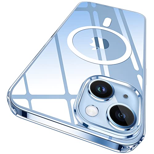 [Upgraded] For Iphone 14 Plus Case Magsafe Clear, [Strong Magnet] [Non-Yellowing] [Shockproof Military Grade Protection] Slim Bumper Mag Safe Thin Phone Cover For Apple 14Plus (6.7In, Magnetic-Clear) #TOP6