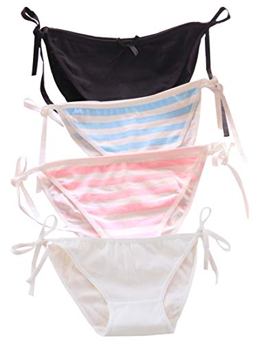 しましま ボーダー パンツ コスプレ レディースショーツ 下着 縞パン 紐パン セクシー アニメ 4枚セット - 画像1