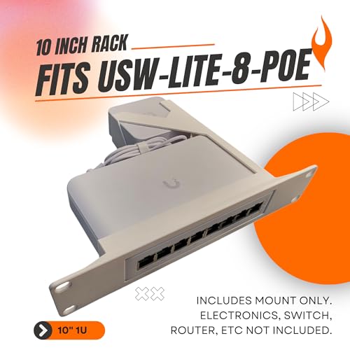 Support réseau 10" rack USW-LITE-8-POE commutateur Ubiquiti UniFi Lite 8 PoE 52W blanc
