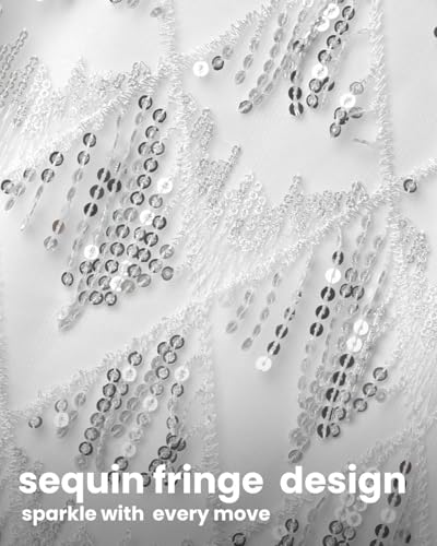 WELAKEN Girls One Shoulder Sequin Fringe Flapper Dress with Side Zipper3