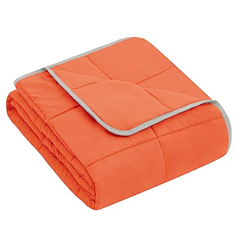Image of yescool Weighted Blanket (7 lbs, 41 inch x 60 inch, Orange) Cooling Heavy Blanket, Perfect for 60-90 lbs, Breathable Throw Blanket Gifts with Premium Glass Bead, Machine Washable