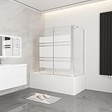 Acezanble Badewannenfaltwand Badewannenaufsatz 2tlg Faltwand 100x140cm Duschabtrennung Duschwand Mit Seitewand 70cm