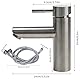 Minnhua Wasserhahn Bad Edelstahl 304, Waschtischarmatur Infache Montage, Armatur Badezimmer mit Schlauch, Mischbatterie Waschbecken für Badezimmer, Küche, Balkon (Silber)
