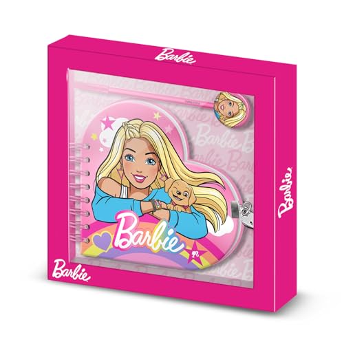 Karactermania Barbie Rainbow Diario Corazón Llave + Boli, Rosa