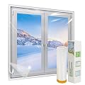 Augblinds Window Insulation Kit, Plastic Window Covering 62 Inch Wide × 393 Inch Length with Double-Sided Tape, Insulator Seal Kit for 10 - 3'x5' Windows Winterizing for Winter, 1 Roll Clear