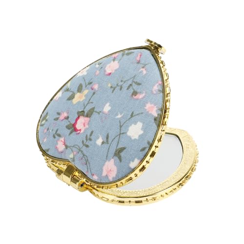 VOCOSTE Compact Mirror, Heart-Shaped Folding Mini Mirror, Blue