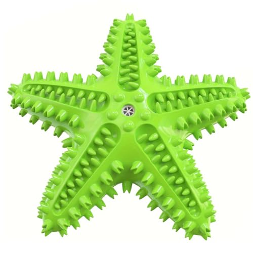 AIMALL Starfish Shaped Floating Dog Toy 6.29in Squeaky Chew Toy for Pets with Teeth Cleaning Texture for Water Fetch Training and Interactive Play – Blue Green Yellow