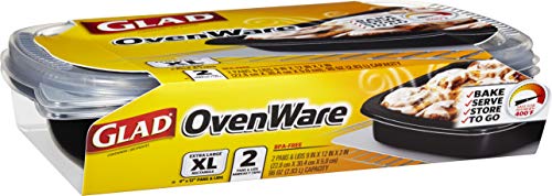 Gladware OvenWare Food Storage Containers | XL Rectangle | Food Container Set Holds 96 Ounces of Food Each, 2 Count - Disposable and Reusable BPA Free Plastic Food Containers