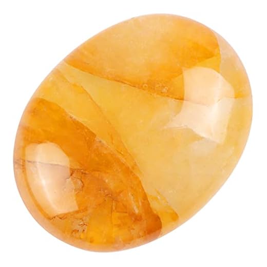 Citrine Palm Stone LEADGEM 1.8" Pocket Oval Thumb Worry Stone Polished Chakra Healing Crystal Reiki for Anxiety Stress Relief Therapy, Meditation