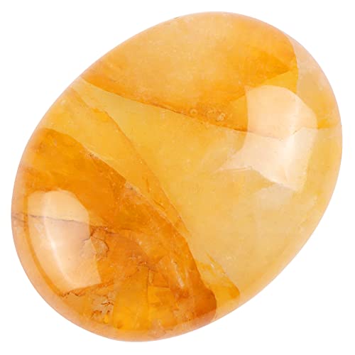 Citrine Palm Stone LEADGEM 1.8' Pocket Oval Thumb Worry Stone Polished Chakra Healing Crystal Reiki for Anxiety Stress Relief Therapy, Meditation