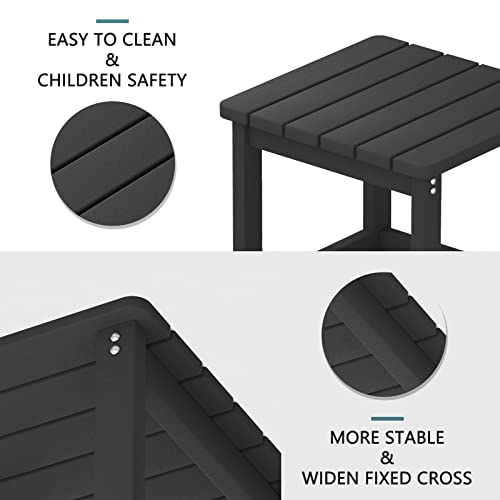 Udpatio Outdoor Side Table For Patio, Xxl Double Rectangular Adirondack Table Poolside Patio Table, Hdpe End Table For Outside Backyard Pool Indoor Companion, Easy Maintenance Weather Resistant(Black) #TOP4
