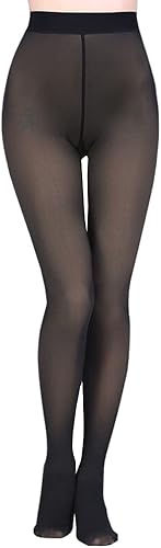 CM C&M WODRO - Mallas con vellón para mujer, leggings térmicos translúcidos, medias, translúcidas, cálidas y sin pies para invierno