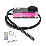 Hookah set Book Acrylic Flat Box Hooka ，QIQICI Portable Hookah Shisha with Hookah Hose+Tongs+Magical Remote LED Light