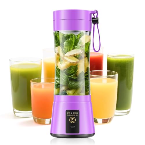 Image of Personal Size Portable Blender Make Smoothies - 12oz Mini Blender Juice Cup | Small Blender with 6 Steel Blades, BAP-Free, Powerful Blend, Easy Clean, Lightweight, Suit in Office, Gym, Home