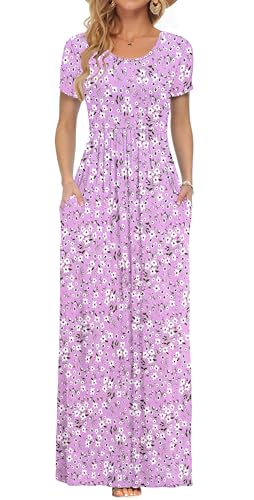 Image of AUSELILY Women's Classic Short Sleeve Loose Plain Casual Long Maxi Dresses for Women 2026