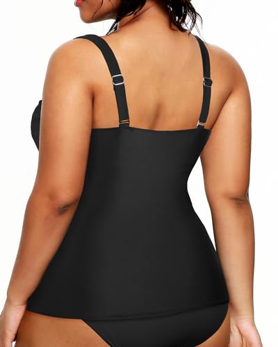 Yonique Women Plus Size Tankini Top Only Tummy Control Bathing Suit Top V Neck Swim Top No Bottom2