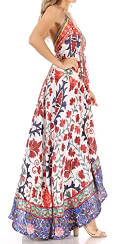 Image of Sakkas Lizi Womens Maxi High-Low Halter Handkerchief Long Dress Beach Party