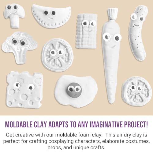 Image of CALPALMY Air Dry Foam Clay (36 Pack), 360g White Moldable Soft Clay for Kids Gifts Partty and School Project Supplies, Perfect for Crafting Cosplay and Artistic Projects