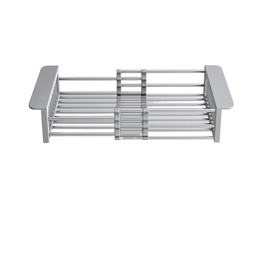 Jobaojiang Dish Drying Rack Expandable Stainless Steel Dish Drainers For Kitchen Counter Dish Dryer Rack For Inside Sink Over(Gray Small)