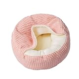 Lit pour chien et chat de petite et moyenne taille avec couverture attachée   Lit rond apaisant à capuche confortable pour chiens et chats de petite taille   Lit douillet doux et fond antidérapant