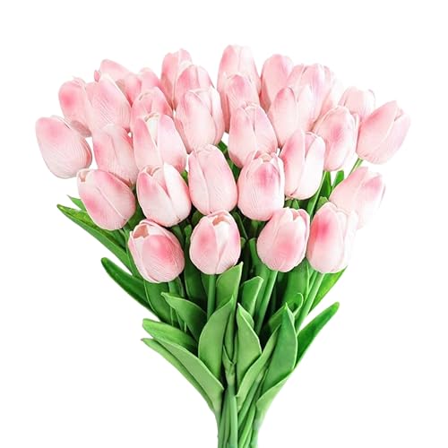 Image of CosaCentrum Beautiful Decorative Artificial Tulip Flower Bunches for Home decor (Baby Pink, Pack of 11)