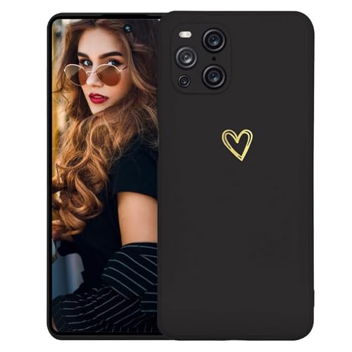 Kaywzo Cover per OPPO Find X3/X3 Pro,Custodia in Silicone TPU Liscio di Morbido con Modello Cardiaco,Design Minimalista,Ultrasottile Donna Antiurto Case Cover,Nero