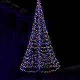 Hollynights - Flagpole LED Christmas Tree - Outdoor Christmas Decorations - Multicolor - 1,200 LED Tree - 20ft - Available for Existing Flagpoles