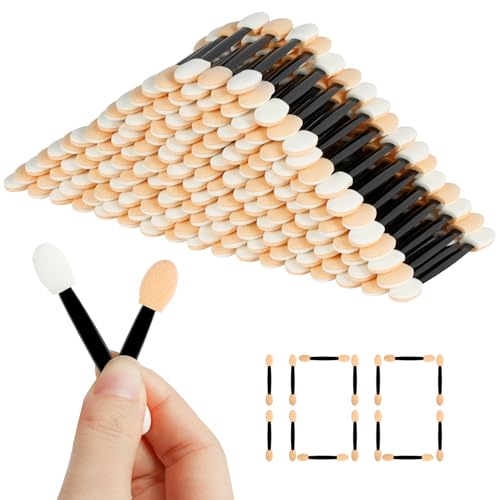 BUTBU 100 pièces Brosse à Paupières, Pinceaux Maquillages Yeux, Pinceau de Fard à Paupières Double Face, Pinceaux Eponge pour Fard à Paupière, Outils Cosmétiques