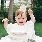 Boho First Birthday Crown Hat - Natural Decorations, Milky White Cake Smash Photo Prop - Image 3