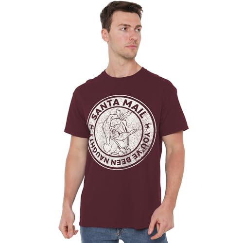 Disney Unisex Donald Duck Vintage Naughty List Christmas, Burgundy T-Shirt, burgunderfarben, S