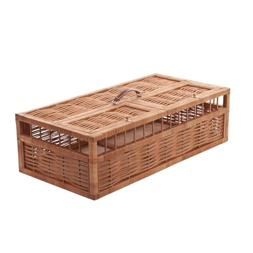 e-wicker24 Alles aus Weide duża wiklinowa klatka, transporter dla zwierząt, klatka dla gołębi z wikliny, klatka z solidnym uchwytem