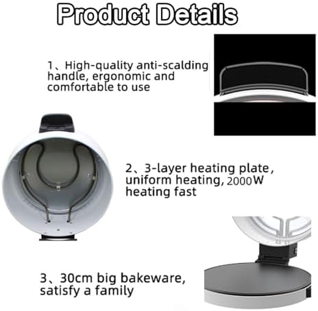 12 Inch Indoor Electric Pizza Oven 30Cm Homemade Bread Maker Machine Non-Stick Heating Plate/Anti-Scalding Handle Countertop Pizza Maker for Commercial Kitchens