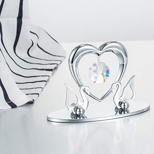 Matashi Chrome Plated Loving Swans With Heart Figurine Table-Top Ornament | Best Love Gifts For Her On Valentine's Day, Mother's Day, Anniversary, Christmas, Birthday #TOP7