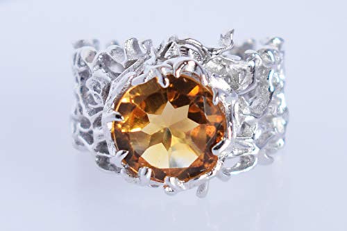 Bague en argent sterling 925 et citrine véritable Sz-P - 4